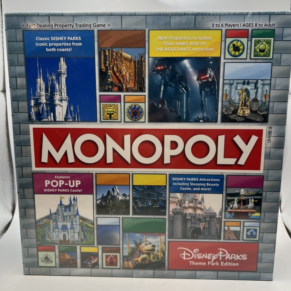 Disney Parks Theme Park Edition Monopoly  With Pop-up Disney Castle New